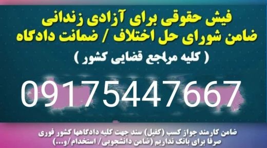 اجاره فیش حقوقی/ضمانت دادگاه/ضامن کارمند رسمی/کفالت/کفیل