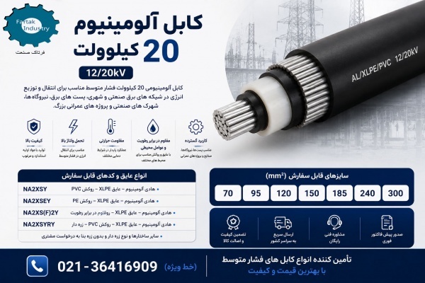 فروش انواع کابل آلومینیومی 20 کیلوولت